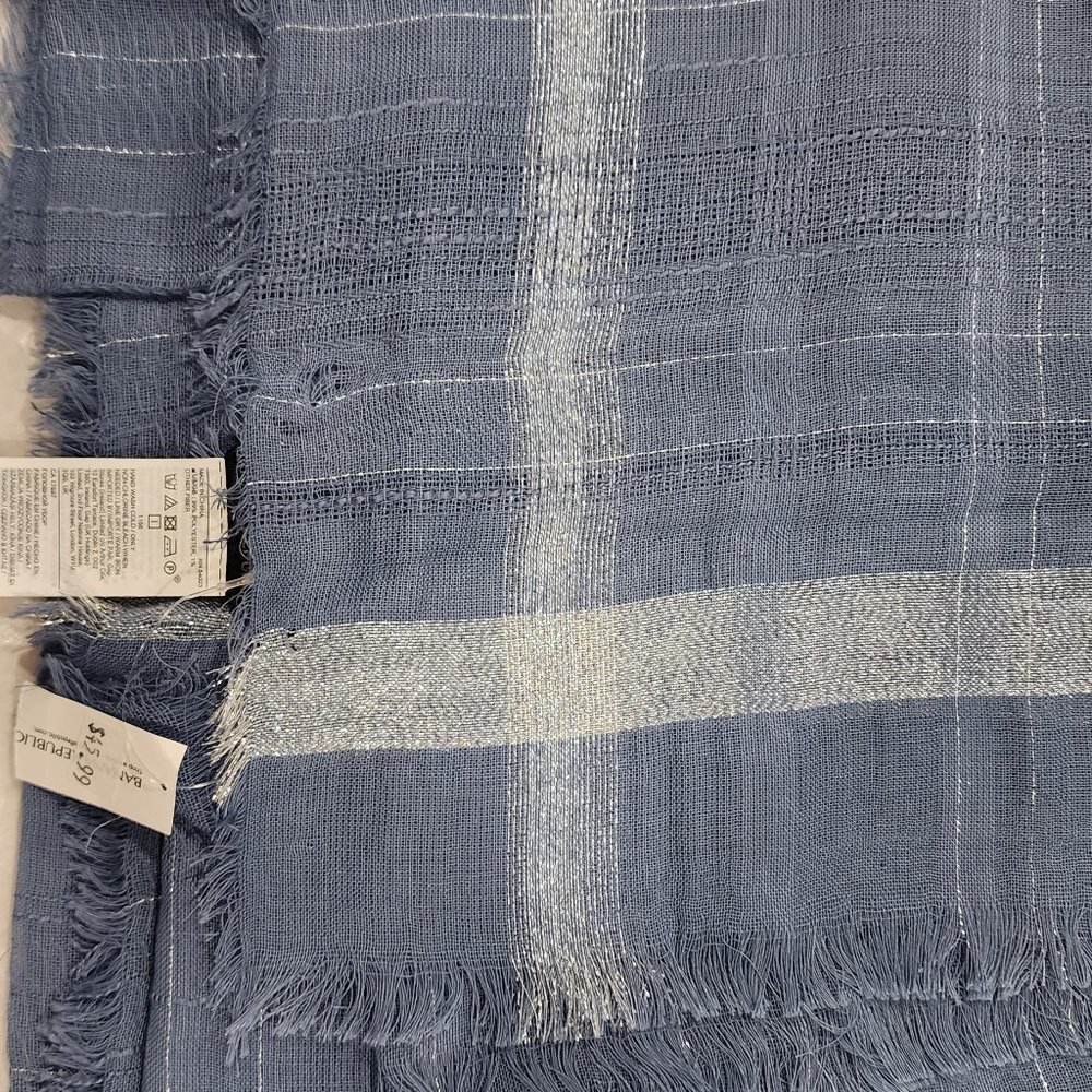 Banana Republic Blue Metallic Lurex Lightweight Rectangular Scarf New